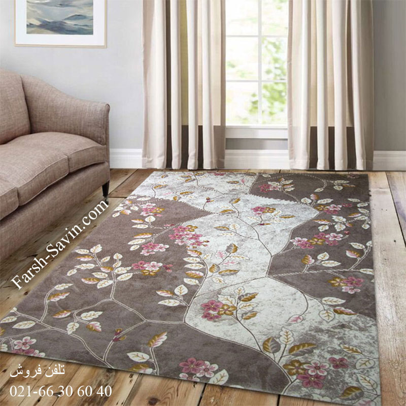 فرش ساوین 1512 صورتی فرش پرفروش