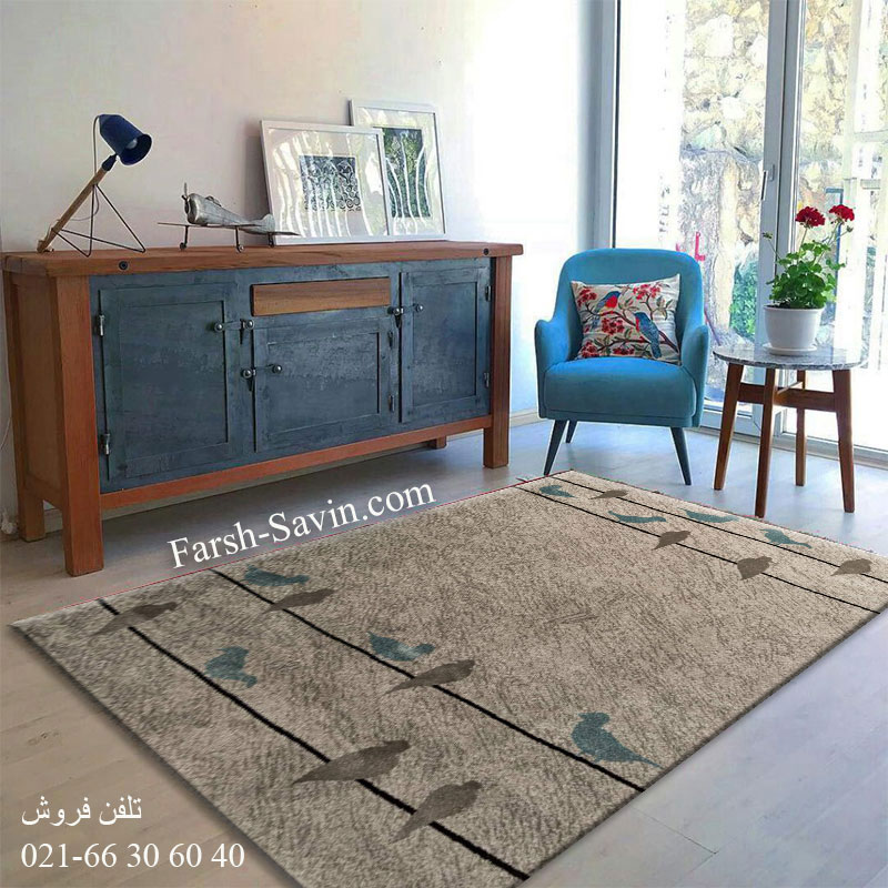 فرش ساوین 4008 نقره ای فرش با کیفیت
