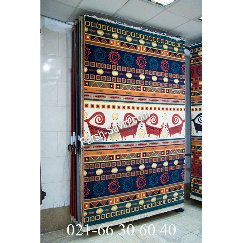 فرش ساوین شیوا سرمه ای فرش سنتی